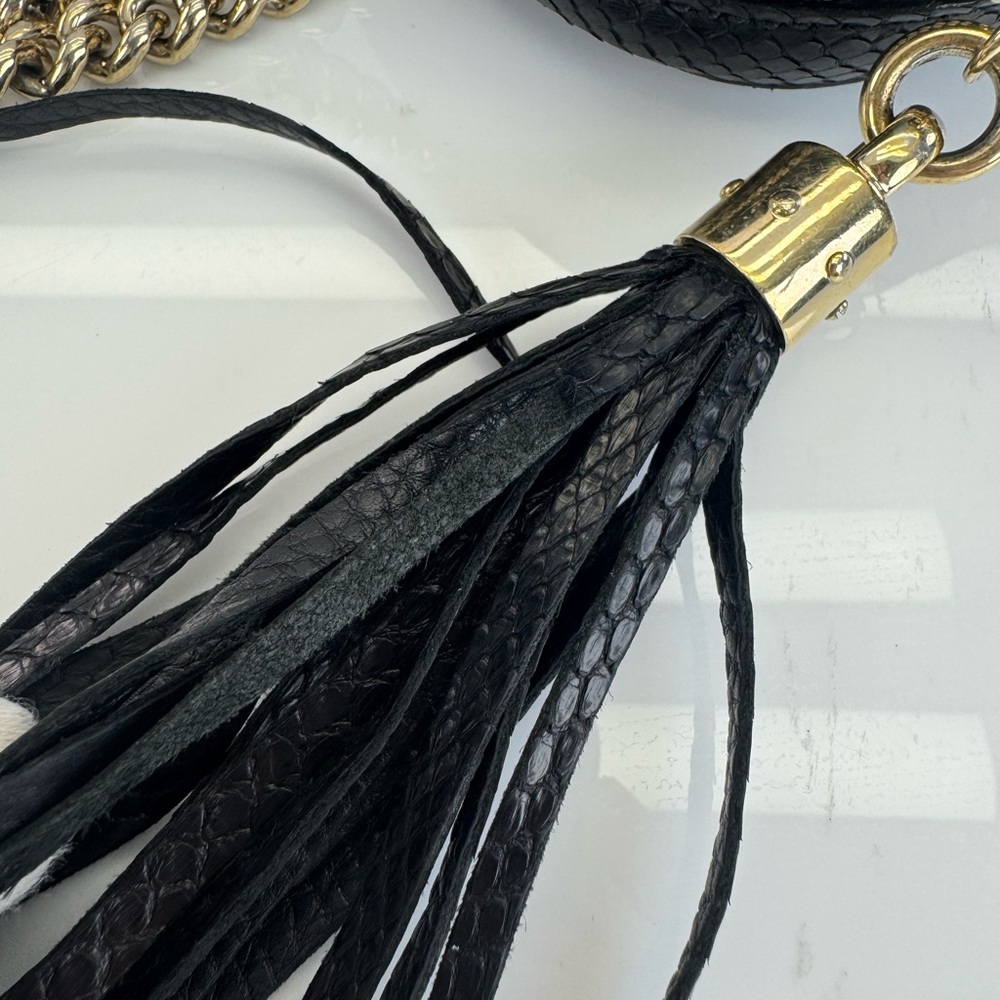 Gucci RARE Black Python SoHo Chain Tassel Shoulder Bag - Picture 12 of 16